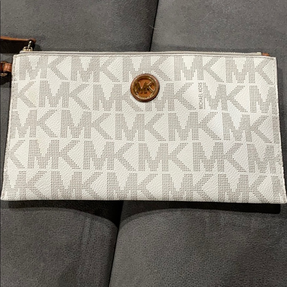 Cream & Acorn MK wristlet